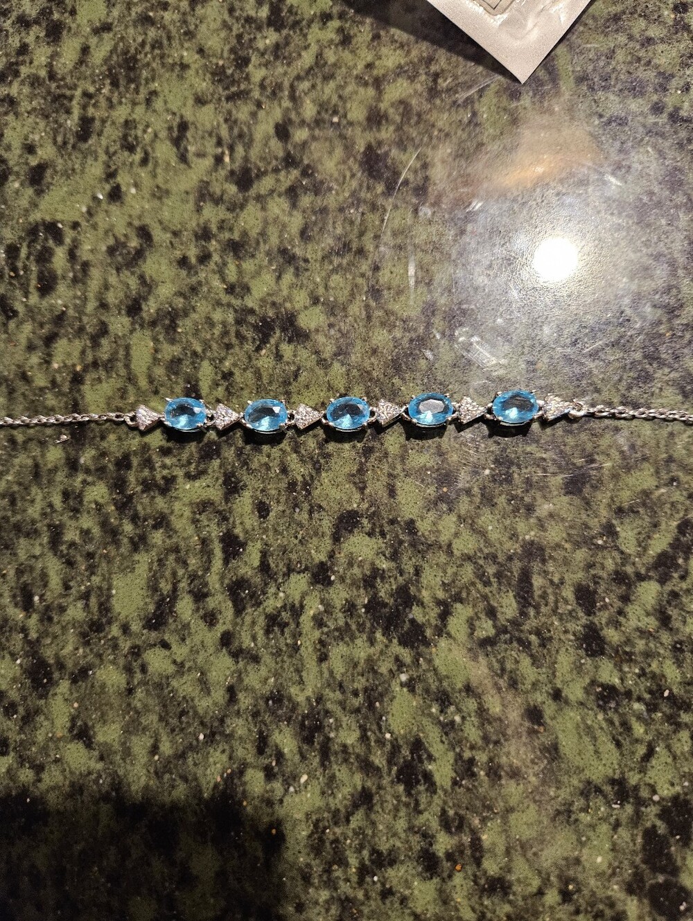 Sterling Silver Blue Topaz Link Ankle Bracelet - Elegant Sky Blue Stones